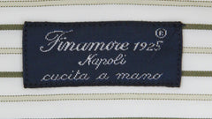 Finamore Napoli Olive Green Striped Shirt - Slim - (2018031511) - Parent