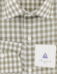 Finamore Napoli Light Brown Check Cotton Shirt - Slim - (740) - Parent