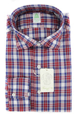 Finamore Napoli Red Plaid Shirt - Extra Slim - XL/XL - (26SEN01168203)