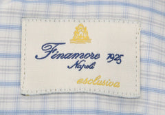 Finamore Napoli Light Blue Plaid Cotton Shirt - Extra Slim - (W0) - Parent