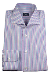 Finamore Napoli Lavender Purple Striped Shirt - Slim - (FN1199) - Parent