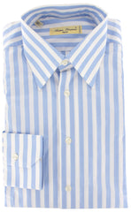 Finamore Napoli Light Blue Striped Cotton Shirt - Slim - 15.75/40 - (FN446)