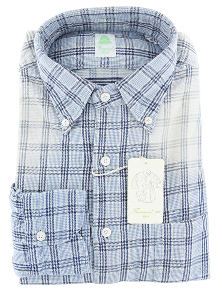 Finamore Napoli Light Blue Plaid Shirt - Extra Slim - (FN) - Parent