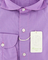 Finamore Napoli Pink Micro-Check Shirt - Extra Slim - 16/41 - (SENX284)
