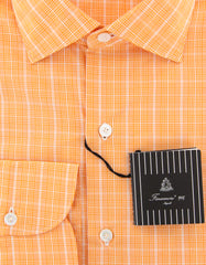 Finamore Napoli Orange Plaid Shirt - Extra Slim - 15.75/40 - (NANX283)