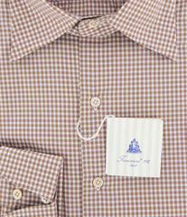 Finamore Napoli Brown Check Shirt - Slim - 16/41 - (26SS281011206)