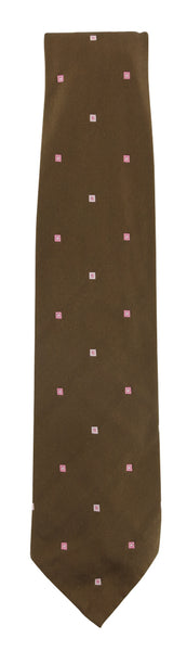 Finamore Napoli Brown Foulard Silk Tie - 3.25" x 58.5" - (9R)
