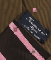 Finamore Napoli Brown Foulard Silk Tie - 3.25" x 58.5" - (9R)
