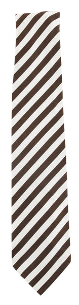 Finamore Napoli Dark Brown Striped Silk Tie - 3.25" x 57" - (638)