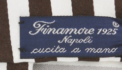 Finamore Napoli Dark Brown Striped Silk Tie - 3.25" x 57" - (638)
