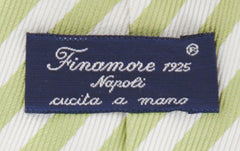 Finamore Napoli Green Striped Silk Tie - 3.25" x 58.5" - (632)