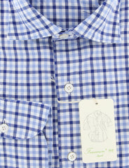 Finamore Napoli Blue Plaid Shirt - Extra Slim - (F122187) - Parent