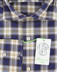 Finamore Napoli Navy Blue Plaid Cotton Shirt - Extra Slim - (IZ) - Parent