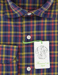 Finamore Napoli Navy Blue Plaid Cotton Shirt - Extra Slim - (IR) - Parent