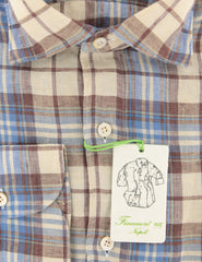 Finamore Napoli Beige Plaid Linen Shirt - Extra Slim - (OO) - Parent