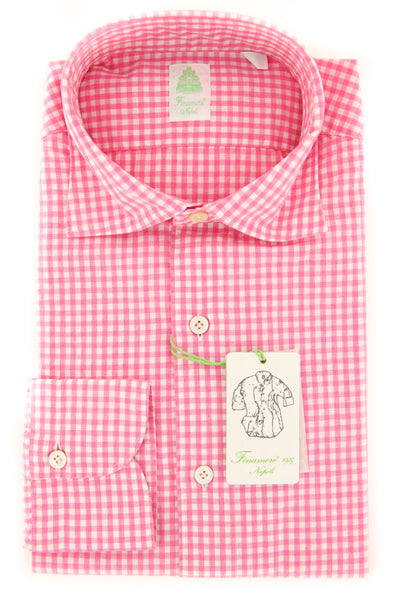 Finamore Napoli Pink Check Shirt - Extra Slim - (FNTYO1273LUZ) - Parent