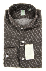 Finamore Napoli Brown Fancy Shirt - Extra Slim - 15.75/40 -(2018022822)