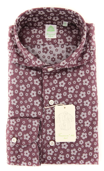 Finamore Napoli Purple Floral Shirt - Extra Slim - (2018031316) - Parent