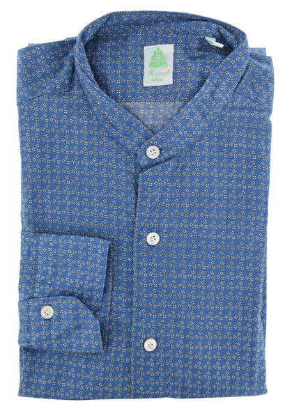 Finamore Napoli Blue Floral Cotton Shirt - Extra Slim - (UE) - Parent