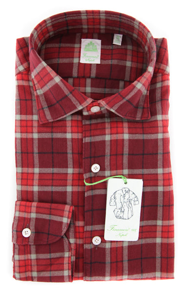 Finamore Napoli Red Plaid Shirt - Extra Slim - (2018022621) - Parent