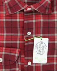 Finamore Napoli Red Plaid Shirt - Extra Slim - (2018022621) - Parent