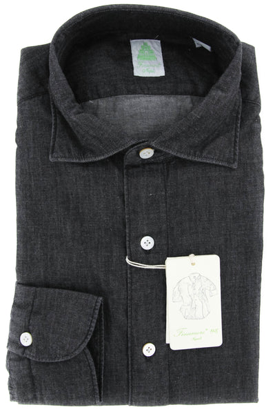 Finamore Napoli Dark Gray Shirt - Extra Slim - S/S - (27WAS12000303)