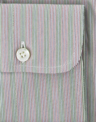Finamore Napoli Green Striped Shirt - Slim - 15.75/40 - (LENSTRGRN)