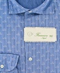 Finamore Napoli Blue Button-Front Shirt Small 15