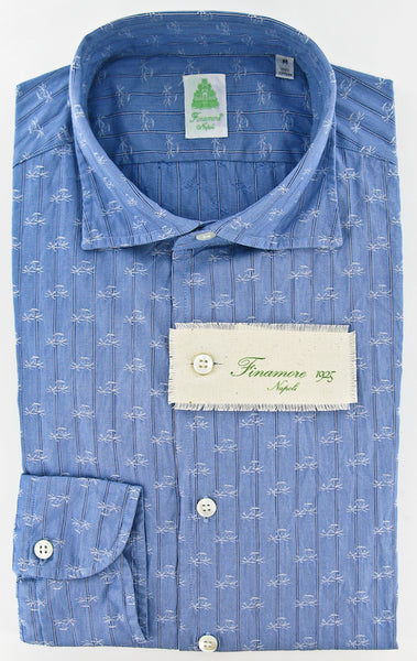 Finamore Napoli Blue Button-Front Shirt Medium 16