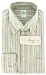 Finamore Napoli Green Striped Cotton Shirt -Extra Slim Fit - 16/41