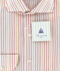 Finamore Napoli Red and Yellow Striped Shirt - Slim Fit - 15.75/40