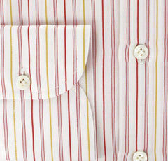 Finamore Napoli Red and Yellow Striped Shirt - Slim Fit - 15.75/40