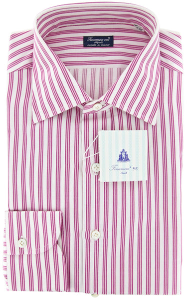 Finamore Napoli Pink Medium Spread Collar Cotton Shirt 16/41
