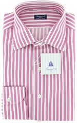 Finamore Napoli Pink Medium Spread Collar Cotton Shirt 16/41