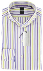 Finamore Napoli Purple Extra Wide Spread Collar Shirt 16/41
