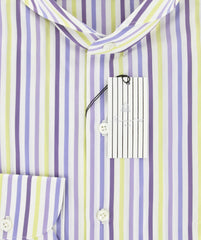 Finamore Napoli Purple Extra Wide Spread Collar Shirt 16/41