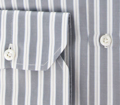 Finamore Napoli Gray White, Light Blue Striped Cotton Shirt 15.75/40