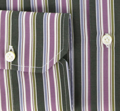 Finamore Napoli Green White,Purple,Burgunday,Blue Striped Shirt15.75/40