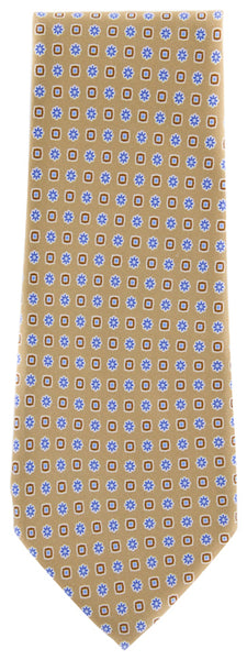 Finamore Napoli Beige, White, Blue, Brown Tie - 4" Wide