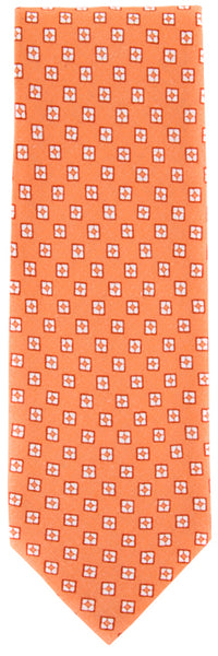 Finamore Napoli Light Orange, Orange, White Tie - 100% Linen - 3.5"