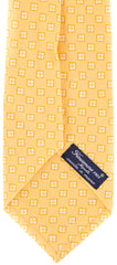 Finamore Napoli Yellow with White Print Tie - 100% Linen - 3.5" Wide