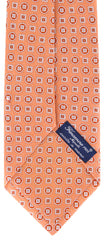 Finamore Napoli Orange, White, Light Blue Tie - 100% Linen - 3.5" Wide