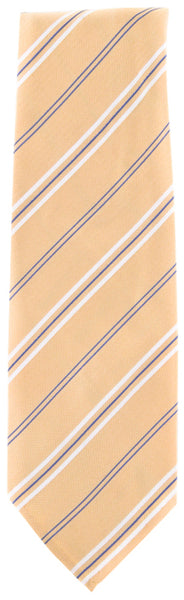 Finamore Napoli Yellow, White, Light Blue Stripes Tie - 3.25" Wide