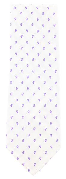 Finamore Napoli White with Lavender Purple Paisley Tie - 3.25" Wide