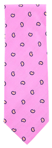 Finamore Napoli Pink, Navy Blue, Orange Paisley Tie - 3.5" Wide