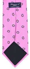 Finamore Napoli Pink, Navy Blue, Orange Paisley Tie - 3.5" Wide