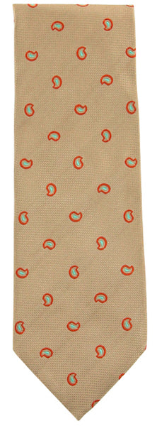 Finamore Napoli Beige, Orange, Green Paisley Tie - 3" Wide