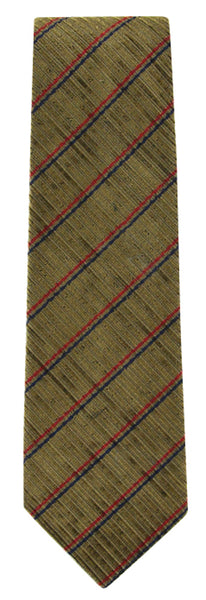 Finamore Napoli Brown, Red, Blue Stripes Tie - 90% Silk, 10% Cotton