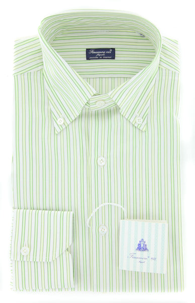 Finamore Napoli Green Cotton Shirt - Slim Fit - 15.75/40