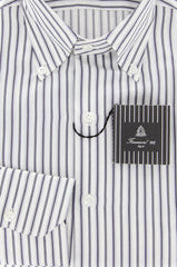 Finamore Napoli Gray Striped Cotton Twill Shirt 15.75/40